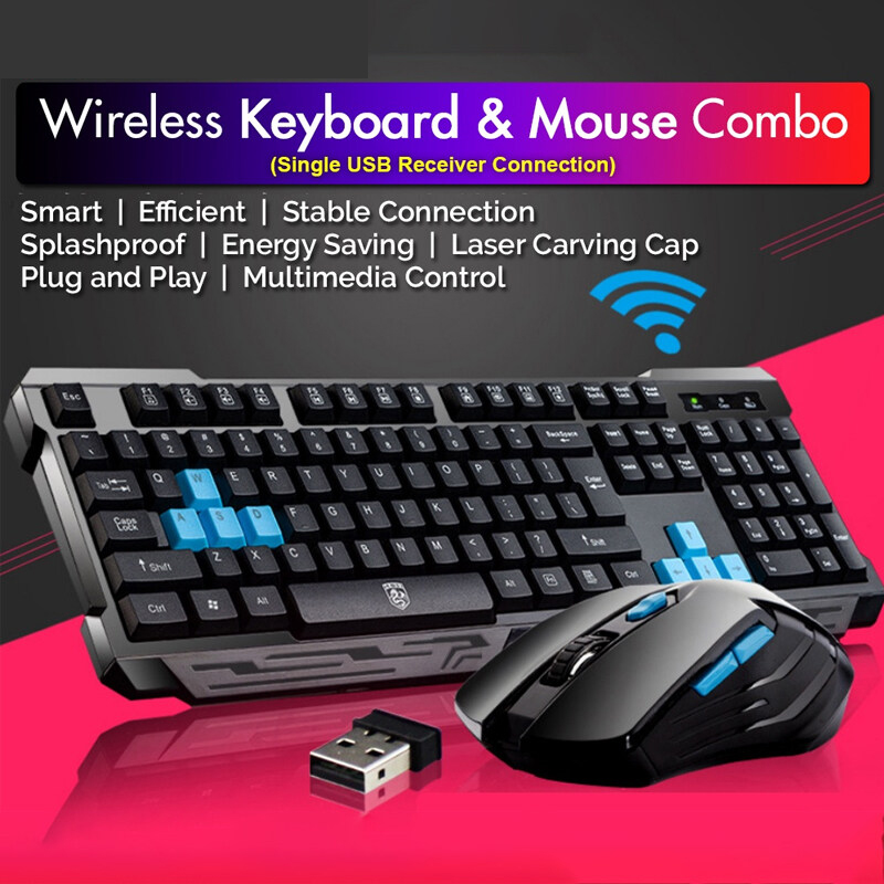 Delog V60 2.4Ghz Wireless Keyboard Mouse Set Combo Office Gaming USB Full Size Multimedia Laptop PC Home Notebook Desktop