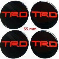 สติกเกอร์ติดดุมล้อ TRD 55 mm เรซิ่นเจล สติกเกอร์ฝาดุม 4 ชิ้น สีแดง ดำ สติ๊กเกอร์แต่งรถ สติ๊กเกอร์ ติดรถ Wheel Center Cap Domed Gel Sticker Decal