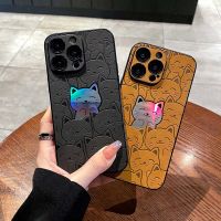 Luxury Cartoon Cats for iPhone 12 13 14 Leather