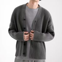 Factory Outlet Japanese Autumn V -Neck Lazy New Youth Sweater MenS Simple Cardigan Trends And Casual Merit Style