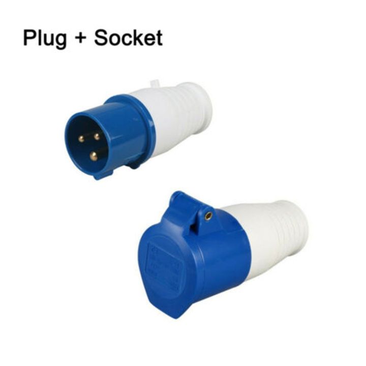 CH 240V 16A 3 PIN BLUE SITE INDUSTRIAL PLUGS& SOCKETS MALE/FEMALE IP44