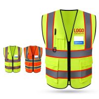 Reflective Safety Vest High Visibility green Custom Logo XXXL Working Vest Motorcycle Jacket Fluorescent Signal For Men Woman