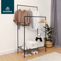 HomeHuk ราวตากผ้า พร้อมชั้นวางของ โครงเหล็ก รับน้ำหนัก 15 kg ตู้เสื้อผ้า ราวแขวนเสื้อผ้า ราวแขวนผ้า ราวแขวนเสื้อ ราวตากผ้าเหล็ก ราวตากผ้ามินิมอล ราวแขวนผ้ามินิมอล ราวตากผ้าในห้อง ราวเเขวนผ้า Metal Minimal Double Clothes Rack