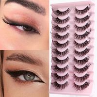 10 Pairs/Box 3D Mink Cat Eye Lashes Eyelash End Elongate Fake Eyelashes Natural Fluffy Winged Fox Eye Lashes Eye Makeup Tools