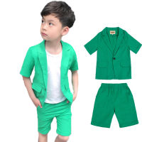 2022 Baby Boys Summer Suit Kids Blazer Jacket+Shorts 2Pcs Photograph Set Children Wedding Performance Dress Ceremony Costume