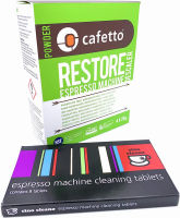 Espresso Machine Cleaning and Descaling Pack Cino Cleano 8 Tablets and Box of 4 Restore Sachets for all Breville Machines