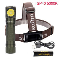 Sofirn SP40 Headlamp 18650 USB Rechargeable 18350 Flashlight Head lamp Cree XPL 1200lm LED Headlight with Magnet Tail Cap