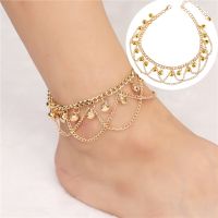 แฟชั่นคลื่นพู่ระฆังกำไลข้อเท้าสไตล์โบฮีเมียทองเสน่ห์ชายหาด Anklets สำหรับผู้หญิง