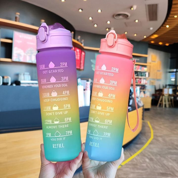 1 Liter Water Bottle Motivational Sport Water Bottle Leakproof Cups Bottles  Drinking Outdoor Travel Gym Fitness Jugs For Kitchen