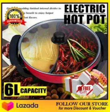 Hot Pot with Divider Non-Stick Shabu Shabu Pot for Induction Cooktop  Two-flavor Cookware for 2-3 Person
