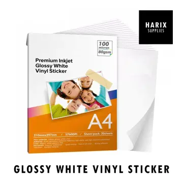 50 Sheets A4 Sticker Paper for Printer Inkjet/Laser Printer Vinyl Paper  Sticker Self Adhesive Gift Stationery Label Stickers DIY