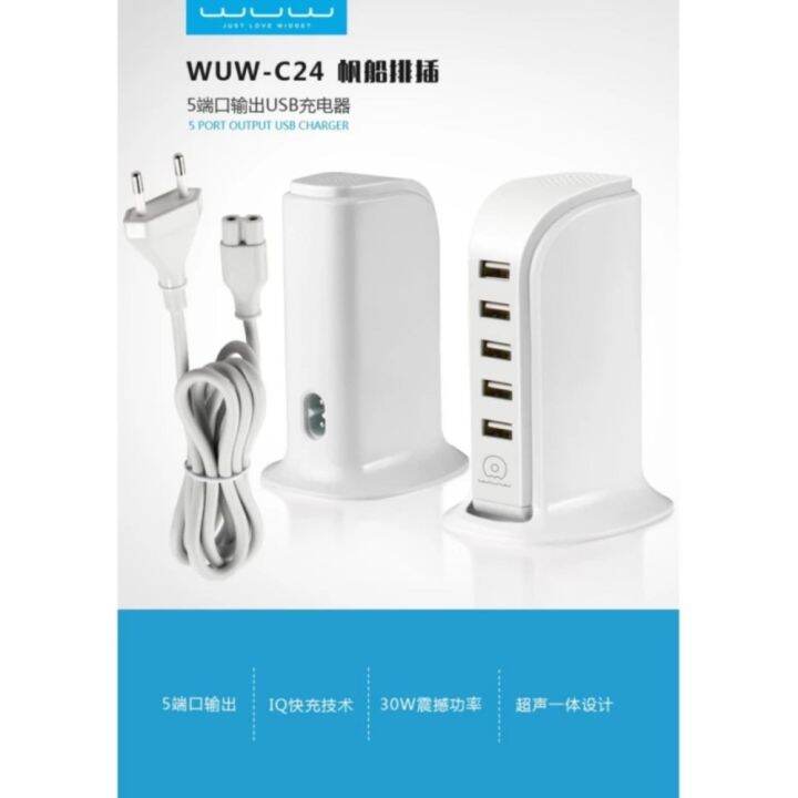 best-seller-guestshow-wuwรุ่นc23-usb-power-adapter-5-port-6000-mah-white-ที่ชาร์จ-หูฟัง-เคส-airpodss-ลำโพง-wireless-bluetooth-คอมพิวเตอร์-โทรศัพท์-usb-ปลั๊ก-เมาท์-hdmi-สายคอมพิวเตอร์