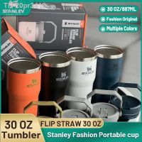 ☃┅﹍ 20pr3412 Stanley-Straw Cup com tampas de palha copo aço inoxidável café canecas automotivas a vácuo leopardo 30oz 887ml