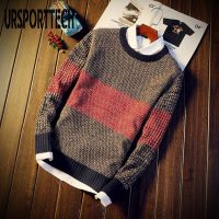 New Autumn Casual Mens Sweater O-Neck Striped Slim Fit Knitted Mens Sweaters Pullovers Knitt Elastic Pullover Men Pull Homme