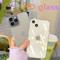 【 Cw】for 13 13Mini 13Pro MAX Case Shockproof Clear Cover Tempered Glass Phone Case Hard Back Cover Anti-Fall Capa