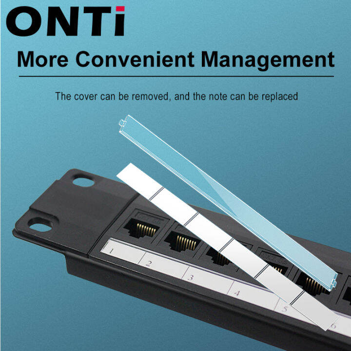 onti-ชั้นวาง1u-19in-24พอร์ตตรงผ่านแผงแพทช์-cat6-rj45สายเคเบิลเครือข่ายอะแดปเตอร์-keystone-แจ็คอีเธอร์เน็ตกรอบการกระจาย