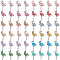 48pcs Flamingo Charms 12 Colors Alloy Enamel Connector Charms Platinum Colored Pendants Romantic Charms for Valentines Day Hawaii DIY Bracelet Necklace Earring Making