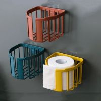 Punch Free Toilet Paper Shelf Bathroom Kitchen Tissue Box Wall Mounted Sticky Paper Storage Box Toilet Paper Holder Roll Paper