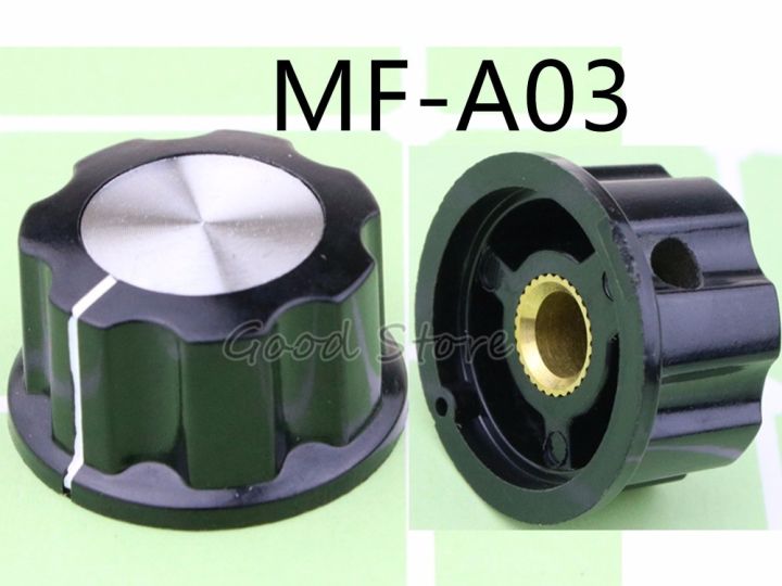10pcs-mf-a03-a03-potentiometer-knob-bakelite-knob-potentiometer-knob-aluminum-cap-bakelite-supporting-wth118-use-potentiometer
