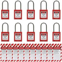 Lockout Tagout Lock with 10 Lock Out Tag Out Tags, Keyed Different,Compliant Safety Locks(Red,Keyed Different)