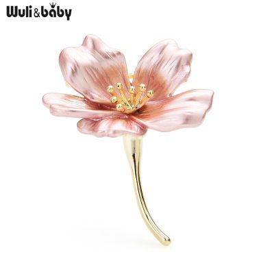 Wuli&amp;baby Enamel Flower Brooches For Women 3-color Weddings Banquet Office Brooch Pins Gifts