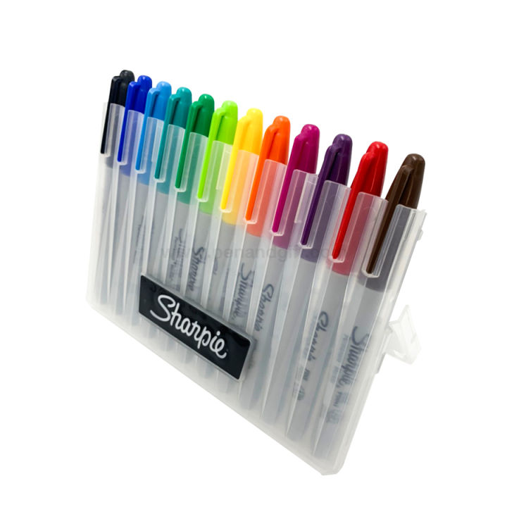 sharpie-permanent-markers-fine-point-1-0-mm-with-storage-case-ปากกามาร์กเกอร์-ชาร์ปี้-หัว-1-0-มม-สีออริจินัล-แพ็ค-12-สี-พร้อมกล่องใส่ปากกา-penandgift