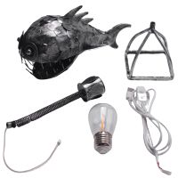 Angler Fish Lamp USB Rechargeable Desktop Metal Light Handmade Craft Home Living Room Decoration