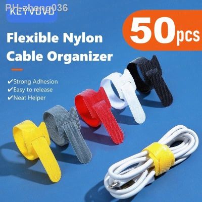 50/30/10PCS Cable Organizer Winder Ties Wire Management Holder Reusable Clip Protector Nylon Strap Mouse Earphones Hoop Tape