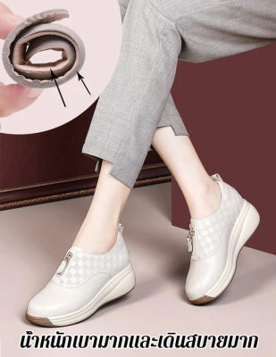 duxuan (รุ่นใหม่ของญี่ปุ่น)รองเท้าผู้หญิง ลายสก๊อตโรมัน รองเท้าสตรีเพิ่มความสูงแบบลำลองและสวมใส่สบาย
