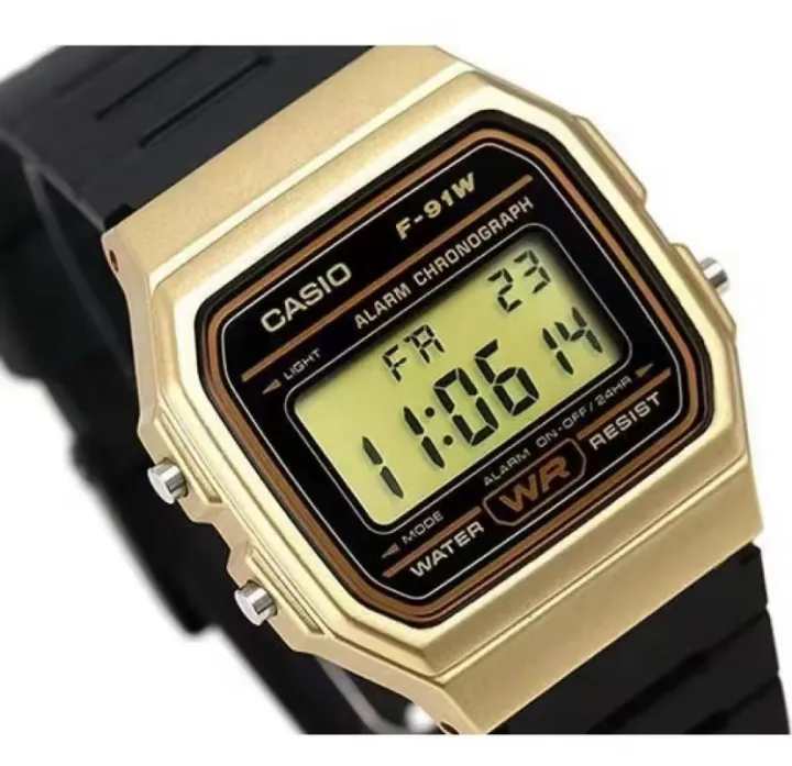 นาฬิกาข้อมือ-casio-ของแท้-สายเรซิน-รุ่น-f-91w-black
