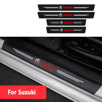 4PCS ประตูรถ Sill Protector คาร์บอนไฟเบอร์ Auto เกณฑ์สติกเกอร์สำหรับ Suzuki Ertiga S-Presso Dzire Swift Jimny Vitara Celerio