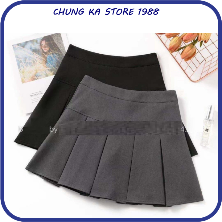 Chân Váy Tennis Xếp Ly To 3 Màu Trendy Đen Trắng Xám Thời Trang Nữ ...