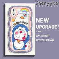 Chenyyka เคสสำหรับ iPhone X Xs Xr Xs Max ลายการ์ตูนโดราเอมอนน่ารักใหม่มาการอนคลื่นขอบกันกระแทกแบบใสนุ่ม เคสมือถือโปร่งใสลายกล้องถ่ายรูปที่สร้างสรรค์ซิลิกาเจลฝาครอบป้องกัน