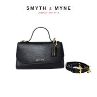 SMYTH &amp; MYNE กระเป๋าถือ Top Handle ทรงเหลี่ยมสไลด์ หนังแท้ลายไม้  รุ่น HAILEY - สี Black