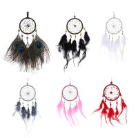 งานฝีมือแฮนด์เมดขนาดเล็กแขวนผนัง Gargen Decor ภายในรถมองหลังจี้ Wind Chimes Feathers Dream Catchers-lihanrui