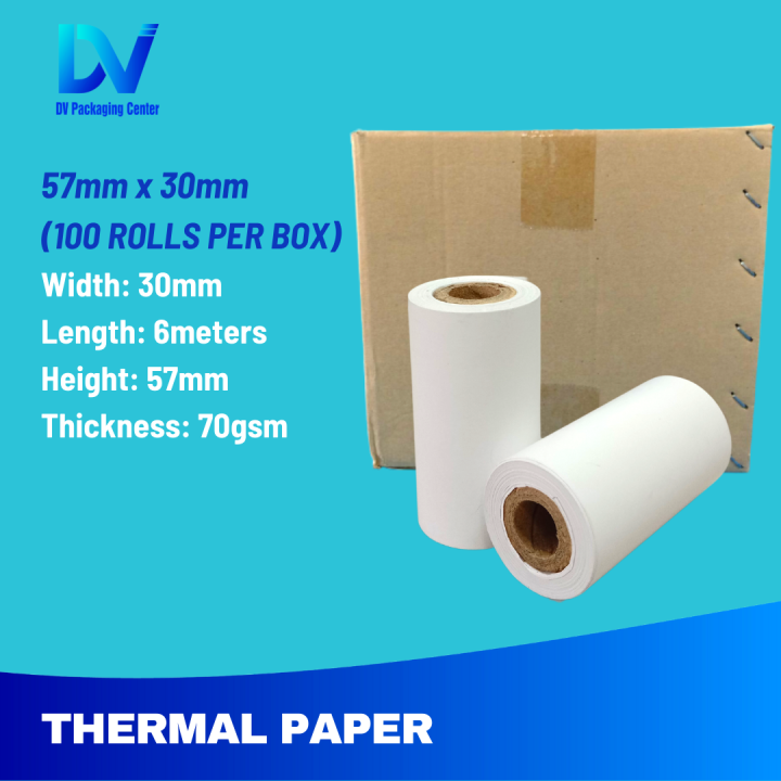 Thermal Paper 57mm x 30mm (100 Rolls per Box) Lazada PH