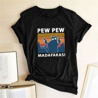 Pew Pew Madafakas Print Tshirts Graphic Tees Funny Shirts For Tshirts Loose Crew Neck Gildan