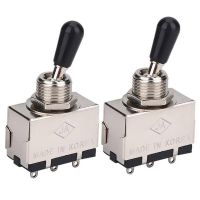 2Pc Guitar 3 Way Toggle Switch, Metal Enclosed 3 Way Selector Switch with Black Tip Knob Replacement Part for Lp Style