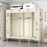 ∋♀ dormitory cloth wardrobe rental house economical home bedroom with thickened and bold full steel frame assembly