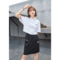 Toyouth Women Short Shirts 2021 Summer Short Sleeve Polo Collar Loose Blouse Single Breasted White Preppy Style Casual Tops