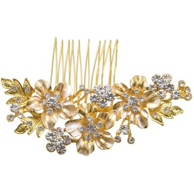 Wedding Bridal Hair Combs Vintage Imitation Crystal Hairpins Prom Jewelry Gold Silver Flower Pattern Hair Accessories Pins Women