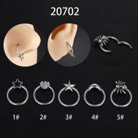 1PC 10mm Stainless Steel Nose Hoop Septum Rings Star Moon Spider Hinged Segment Clicker Nose Ring Halloween Piercing Jewelry Body jewellery