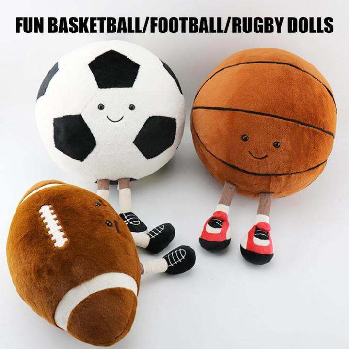 plush-football-ball-smile-basketball-plush-toy-cute-ball-pillow-car-home-football-doll-smiley-ball-vent-throw-doll-indoor-decor-workable