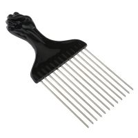 【CC】 Fist Afro Pick Metal Wide Teeth Hair Comb Volumizing Styling Anti-static Detangling