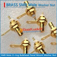 SMB Male O-ring Bulkhead Panel Mount Washer Nut Brass Coaxial Golden RF Adapters Connector