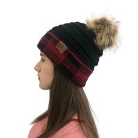 [COD] 2020 autumn and winter European dome high-end womens woolen hat with ball outdoor warm windproof knitted