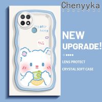 เคส Chenyyka สำหรับ OPPO A15 A35 A15s 4G เคสลองเก็บความสุขกันกระแทกแบบใสนิ่มลายครีมคลื่นเคสมือถือเคสโปร่งใสลายกล้องถ่ายรูปสร้างสรรค์เรียบง่ายฝาครอบป้องกันอ่อนโยน