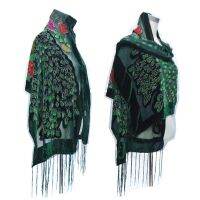 ☾✢☃ Autumn Winter Shawl Scarf Double Peacock Burnout Velvet Silk Poncho Scarfs Luxury Pashmina Tassel Cloak Female