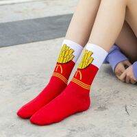 ✣ ssusan Fruits Food Socks New Trend Egg Cookie Donut Happy Colorful Skateboard Female Cotton