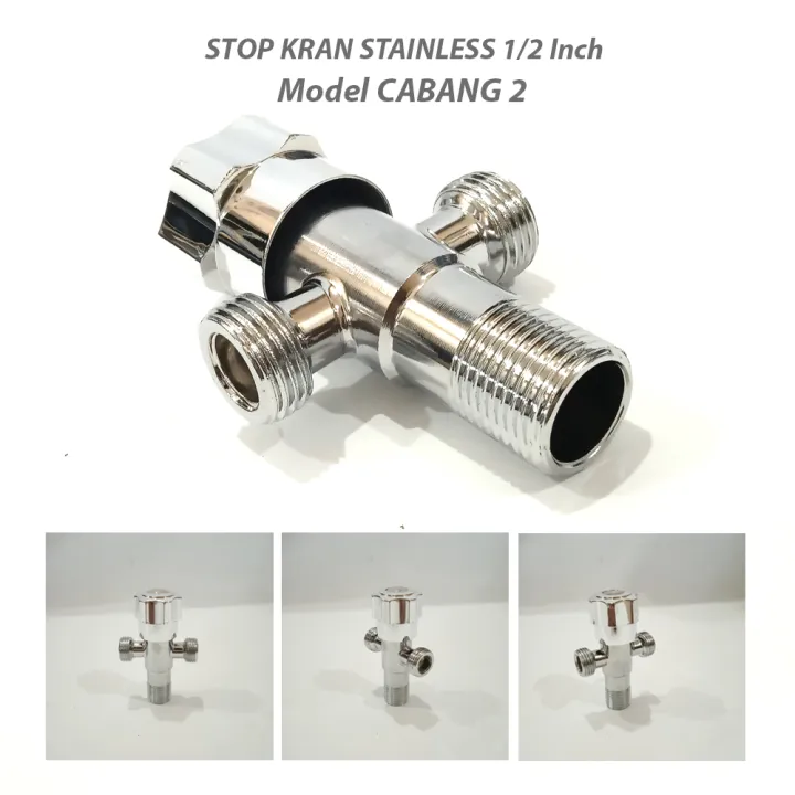 Stop Kran Keran Double Stop Kran Stainless Cabang 2 Kran Shower Kamar